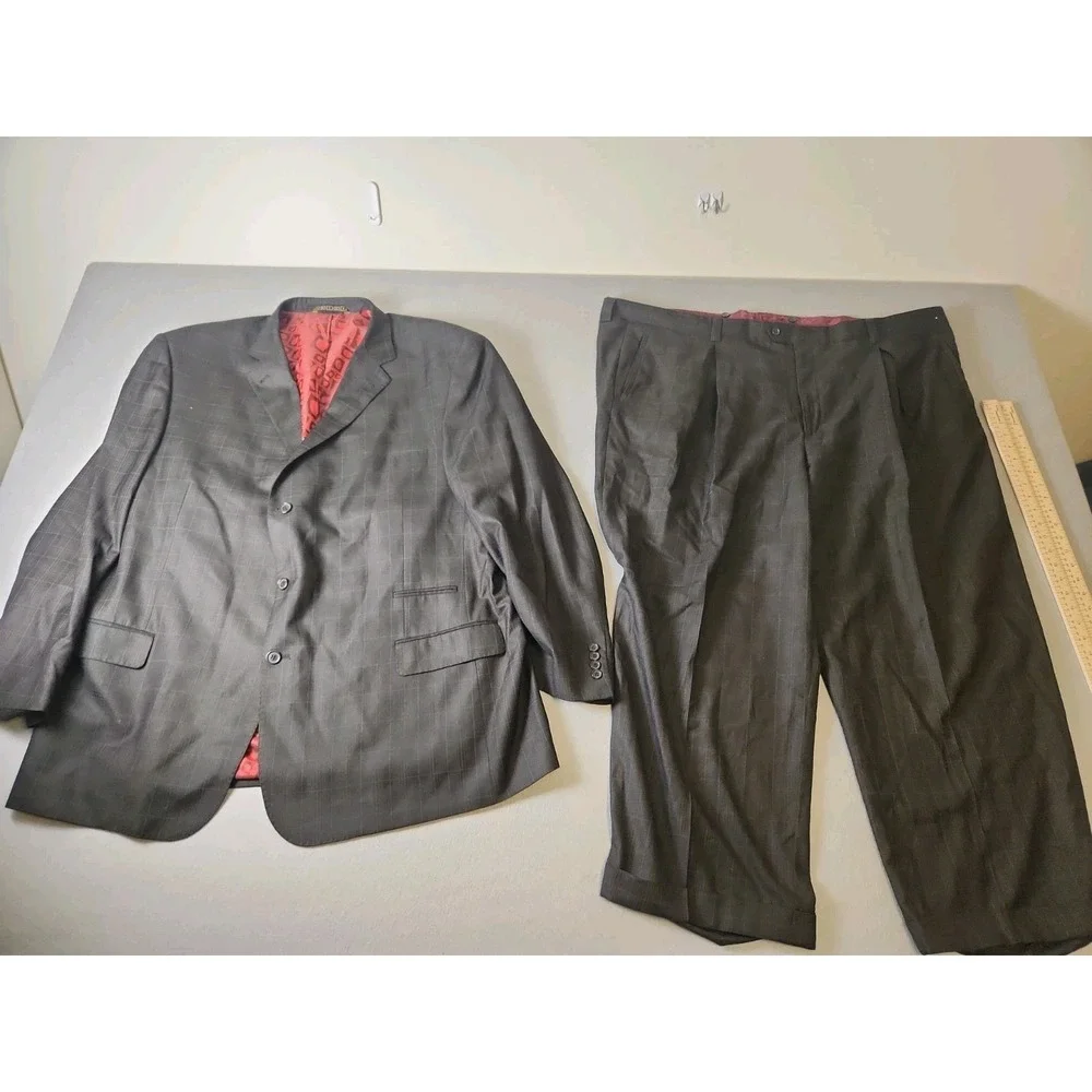 Mecca 2 Piece Dark Brown Suit Glen Check Pattern Sz52